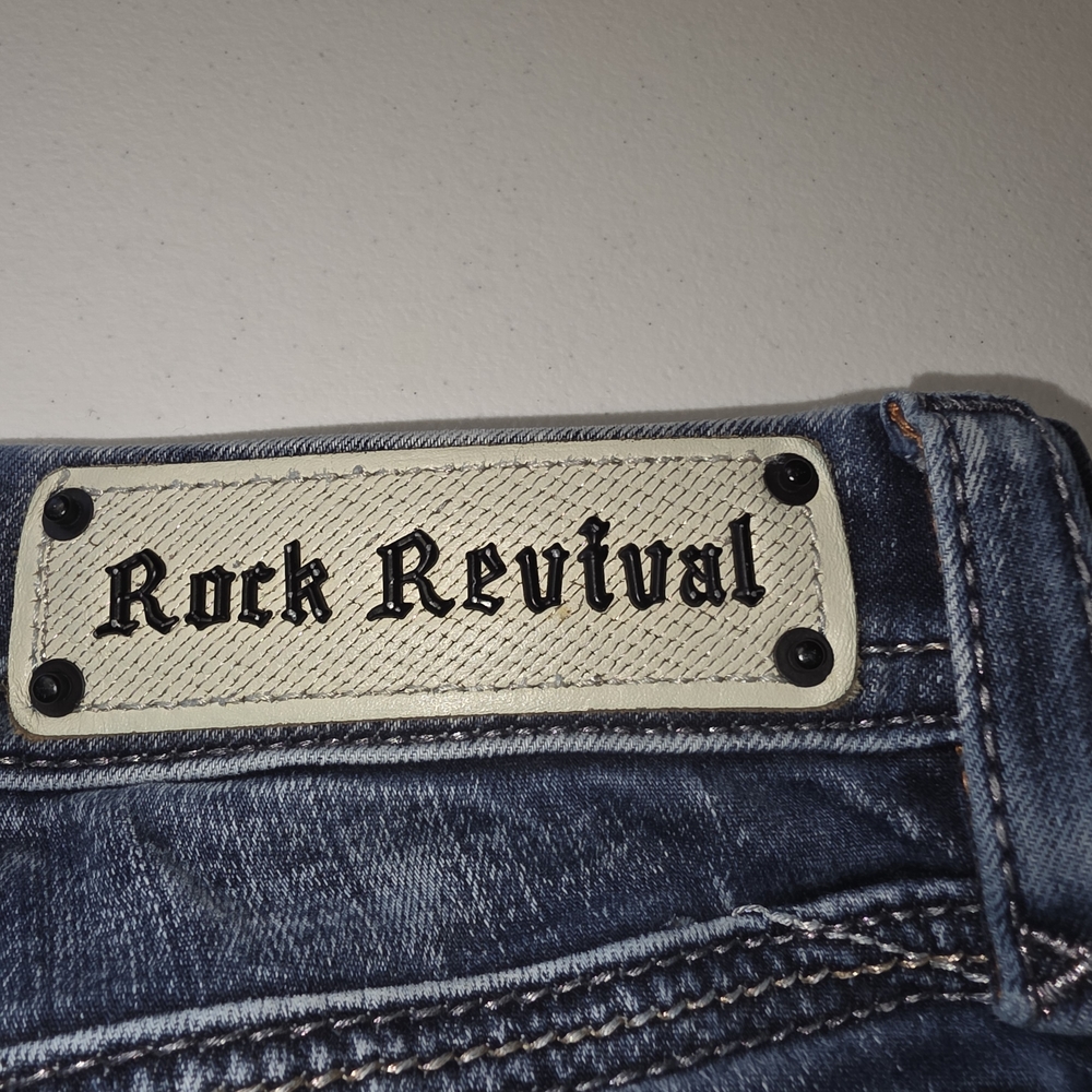 Rock Revival Chereen Easy Bootcut Jeans Embellished Rhinestone Flare Stretch - Picture 7 of 15